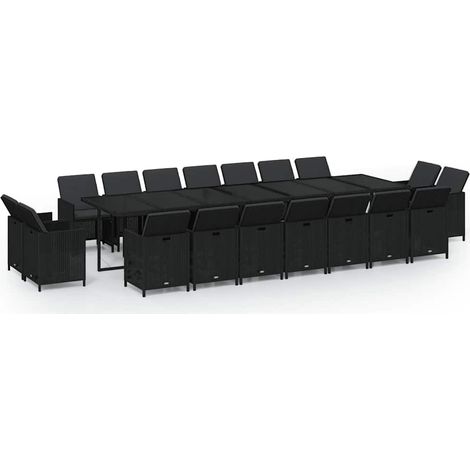 Maison Exclusive - Set da Pranzo per Giardino 19 pz con Cuscini in Polyrattan Nero (1/5)