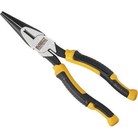 Dewalt Alicates de punta larga de 200 mm. Hechos de acero al cromo vanadio para un rendimiento fiable. Con profundidad de dureza mejorada para mayor durabilidad.