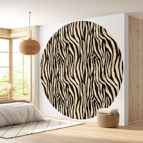 Papier peint rond / cercle - Motif zébré - Diamètre 30 cm (1/4)