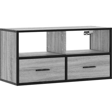 Meuble TV,Banc TV,Armoire TV sonoma gris 80x31x39,5 cm bois d'ingénierie et métal CFW155067 (1/5)