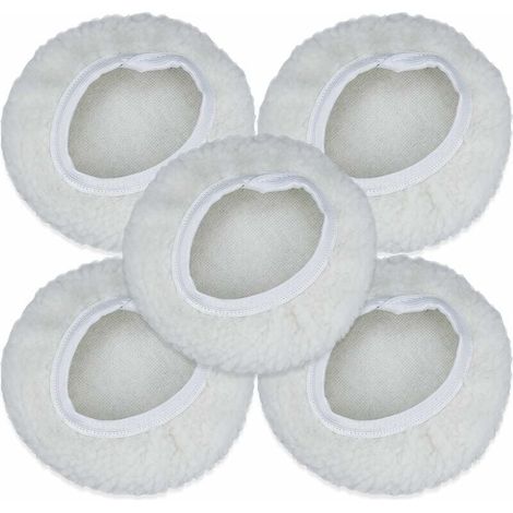 Lot de 5 Bonnet de Polissage, 125-150mm Kit Auto Disque Polissage Bonnet en Laine Tampons de Cirage pour la Plupart des Polisseurs de Voiture (1/4)
