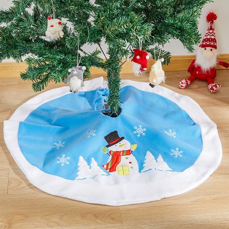 Christmas Tree Skirt - 90 X 90 Cm - Blue And White Snowflake Design - Indoor Outdoor Holiday Decor - 1 Piece (1/5)