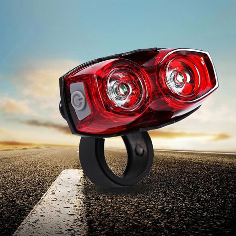 Feu arrière clignotant à 2 LED pour vélo, sécurité renforcée.