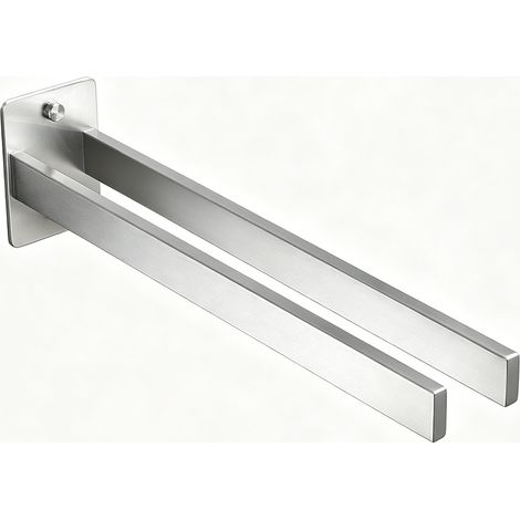 Porte Serviette Salle de Bain Double Porte-Serviettes Murale Brossé en Acier Inoxydable 304 Argent pour Salle de Bain, Cuisine (1/4)