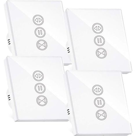 Connected Roller Shutter Switch, Wifi Roller Shutter Switch, Compatible with Alexa/Google Home, Connected Touch Switch Backlight Can Turn Off LED Timer App Control, 4PCS (1/5)