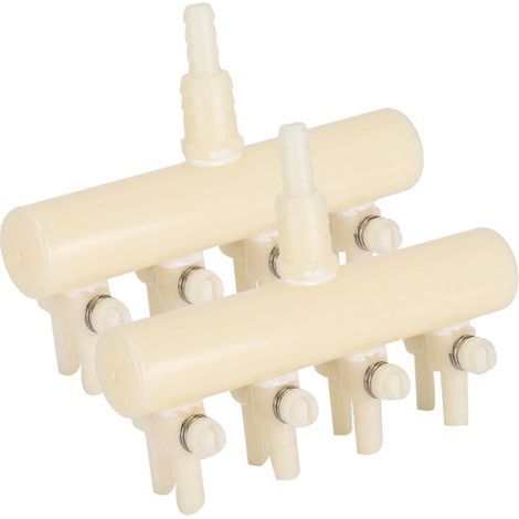 Pompe à air pour aquarium (lot de 2) en plastique robuste – avec séparateur 4 voies, inverseur et variateur de débit (1/5)