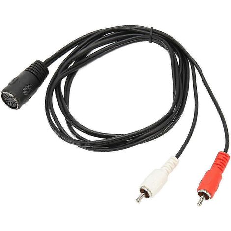 Câble adaptateur audio flexible de 1,5 m (4,9 pi) avec connecteur DIN 7 broches femelle vers double RCA mâle, prêt à l'emploi, pour équipements audio.