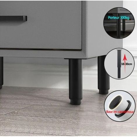 Furniture Legs Adjustable from 180 to 300mm in Cold Rolled Steel Set of 4 Suitable for Bed Sofa Tabl (1/4)