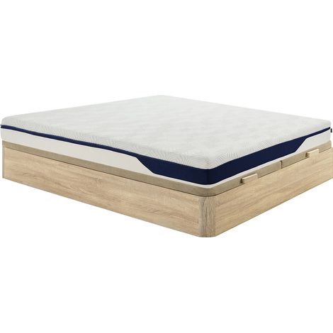 Ensemble 180 x 200 cm sommier coffre naturel clair + matelas mousse HD 7 zones et accueil gel à mémoire de forme déhoussable ép.22cm - FAGANI de YSMÉE (1/5)