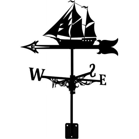 Weather Vane - Iron - Eagle And Sailboat Design - Outdoor Wind Direction Indicator - For Garden Roof Shed - 1 Piece (1/5)