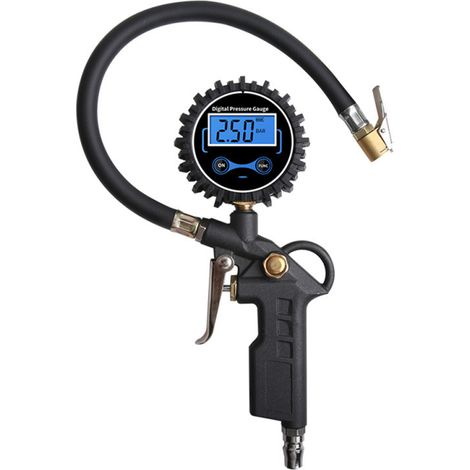 Manomètre numérique de pression des pneus avec gonfleur, haute précision 180 PSI, écran LCD rétroéclairé pour camions, voitures, motos, vélos