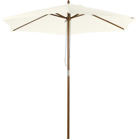 Parasol droit parasol de jardin rond grande taille de jardin Ø 2,5 x 2,3H m bois de bambou Blanc (1/5)