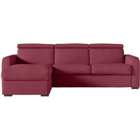 Canapé CAROLE d'angle convertible 4 places couchage quotidien 140x190cm en tissu - Bordeaux