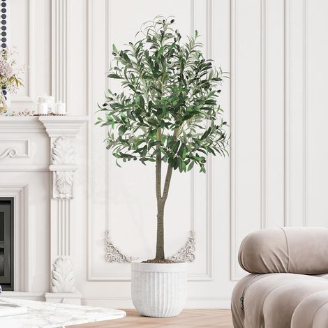 Olivier artificiel réaliste 150 cm avec pot noir pour décoration intérieure (1/5)