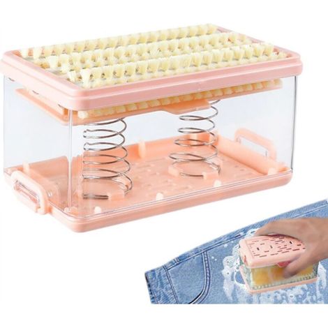 Porta sapone da viaggio, porta sapone, astuccio per sapone da bucato con spazzola, scolapiatti trasparente, astuccio portatile per sapone da bucato con coperchio e spazzola a rullo in schiuma per la c