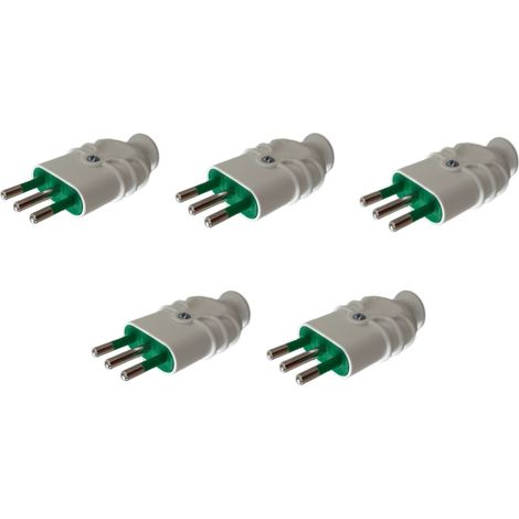 gloca 5 x professioneller Stecker, 10 A, 2P+T, weiß, männlich, italienischer Standard, 250 V (1/4)