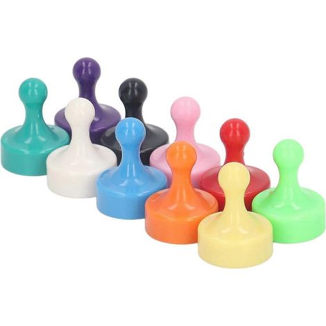 10 aimants colorés, punaises magnétiques NdFeB puissantes pour la cuisine, le tableau blanc, le bureau, le réfrigérateur, 19 x 25 mm (1/4)