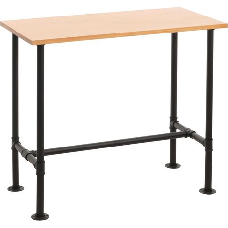 [NEUWERTIG] Bartisch HHG-026, Thekentisch Bistrotisch, Fußablage Industrial Metall Massiv-Holz Kiefer 108x120x61cm natur