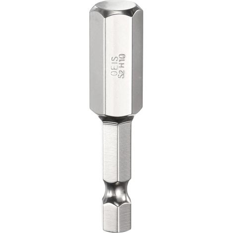Embout de Tournevis à Tête Hexagonale 10mm Métrique Pointe Plate 1/4" Tige Hexagonale 50mm (2") Long Clé à Embout Magnétique Pour Perceuse à Vis, Douille Chromée (1/5)