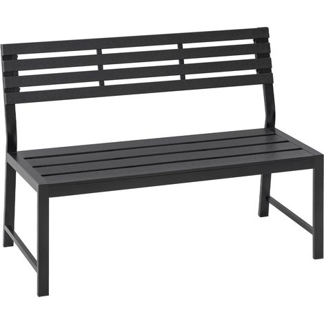 WOLTU Banc de Jardin en Métal, Banquette Extérieure avec Dossier, pour 2 à 3 Personnes, 115x55x85 cm, Noir (1/5)