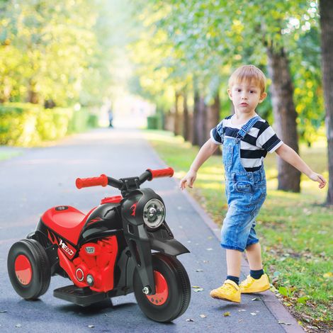 Elektrisches Motorrad für Kinder von 2-5 Jahren, 3 Räder, 6 V, 3 km/h, mit Seifenblasenfunktion, Licht- und Soundeffekten, rot (1/5)
