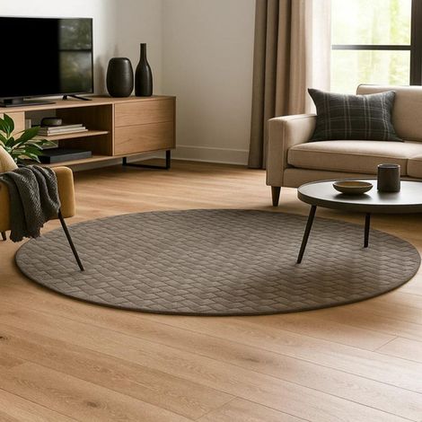 Tapis en laine AstroAura - Tapis en laine - 180x180cm, Round - 100% Laine vierge - Tufté main - Gris