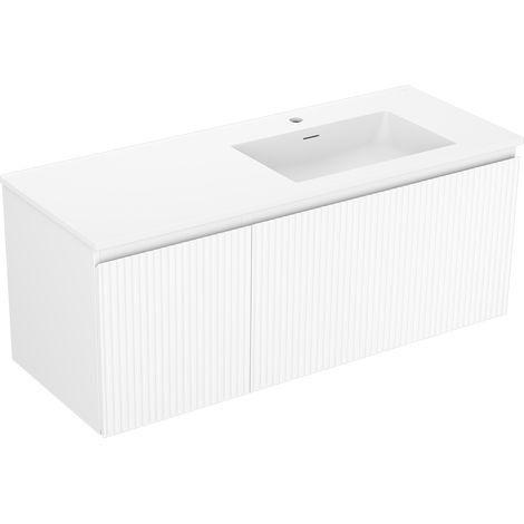 Mexen Rivel Badezimmerschrank 120 cm mit Waschbecken Otis rechts, 1S, 1D, gerillt, weiß matt - 91A23-12047-3-BBFF01-W18P01 (1/5)