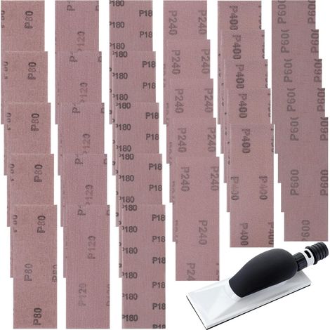 30 Pièces Papier de verre 70x198 mm Papier Abrasif pour Ponceuse (1/5)