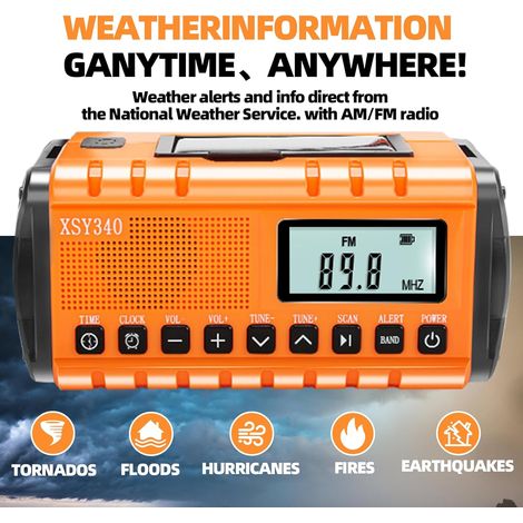 Radio di emergenza da 37000 mWh con allarme meteo AM/FM, sveglia, torcia SOS, ideale per situazioni di sopravvivenza e di emergenza - ALTRO (1/4)