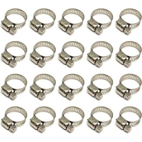 Verstellbare Schlauchschelle aus Edelstahl 304, 10-16 mm, für Gas-, Wasser-, Kabel- und Wasserhahnleitungen, 20 Stück