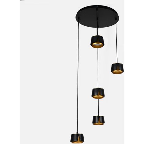 Plafón Domenica 5xGX53 negro/oro 45W 4000K 4000lm con bombillas 38x38 cm