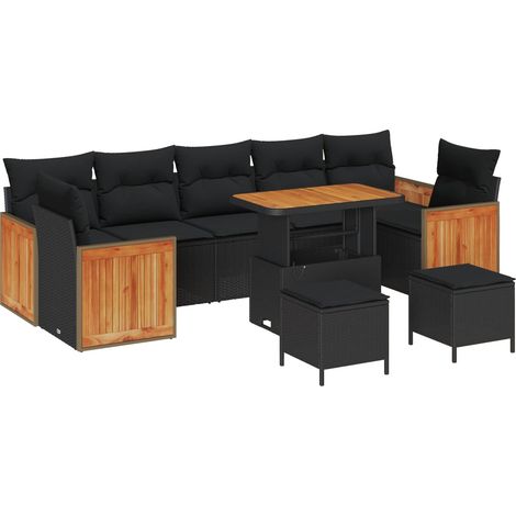 Garden Sofa Set with Cushion 10 pcs Black vidaXL (1/5)