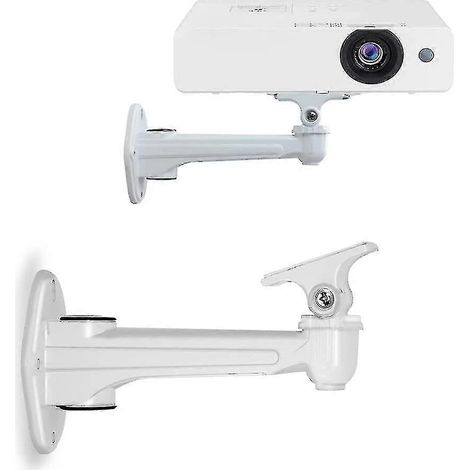 Support mural pour mini projecteur - Charge maximale : 3 kg - Longueur : 16-20 cm - Matériau : aluminium - Compatible avec caméras de surveillance, projecteurs et webcams - Rotation à 360° (blanc) (1/5)