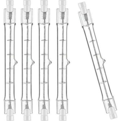 5er-Pack R7S-Halogenlampen, 118 mm, 300 W, 230 V R7S-Halogenstab, 118 mm dimmbare R7S-Halogenstablampe für Gebäudebeleuchtung, Gartenbeleuchtung und Wohnzimmerbeleuchtung (1/5)