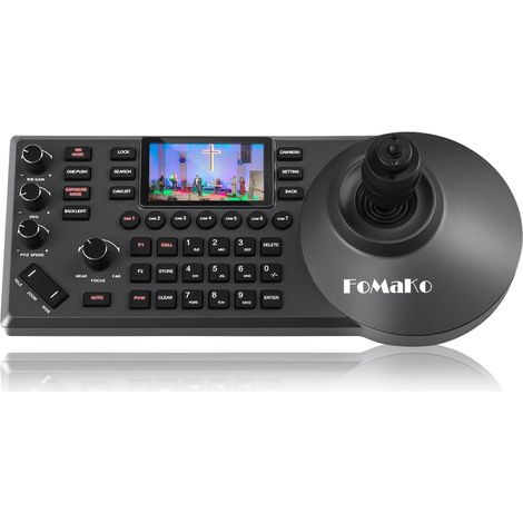 Contrôleur PTZ FoMaKo PoE NDI Contrôleur de caméra PTZ Aperçu de l'écran LCD 3", Contrôleur PTZ à joystick 4D pour l'éducation en direct du service re (1/5)
