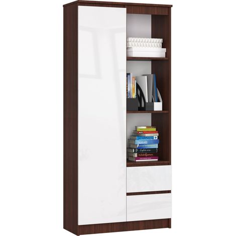 Colonne salle de bain, 2 portes, 1 tiroir, 140 × 30 × 30 cm, blanc mat, blanc brillant (1/4)