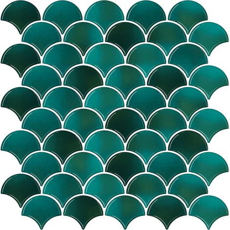 Stickers Carrelage Secteur Vert Foncé Carrelage Adhesif Mural Salle de Bain Crédence Adhésive Cuisine Carreaux Adhesif Dalle PVC Adhesive Murale Autocollant Carrelage 30.5cm×30.5cm 6 Pièces (1/5)