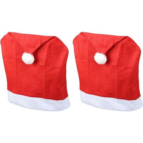 Housses de chaise Noël Lot 2 Rouge Bonnet Père Noël