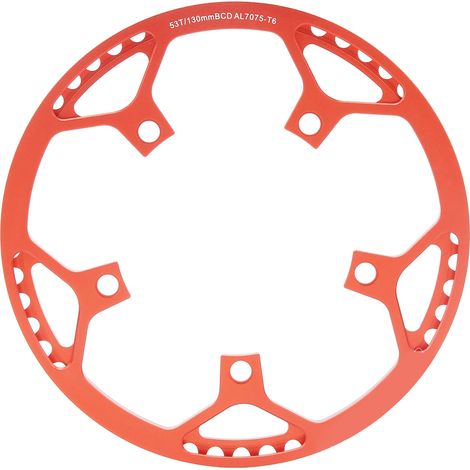Plateau de vélo pliant en alliage d'aluminium, usiné CNC, résistant à l'usure, 53T rond rouge (1/5)