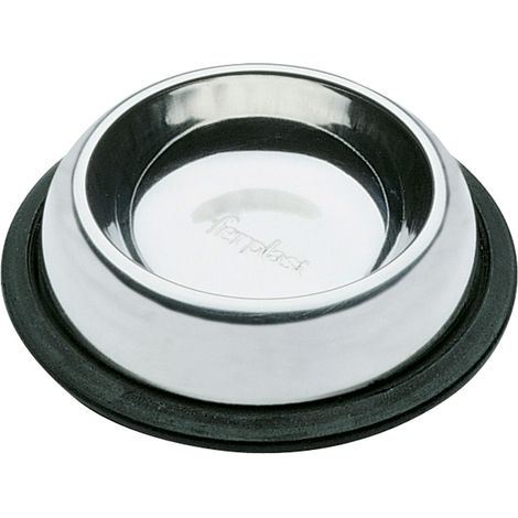 Ferplast NOVA  Ciotola in acciaio inox con impugnatura laterale - 5 misure. Variante KC 70 - Misure: Ø 15.5 x h 3.4 cm - 0.2 L - (1/2)
