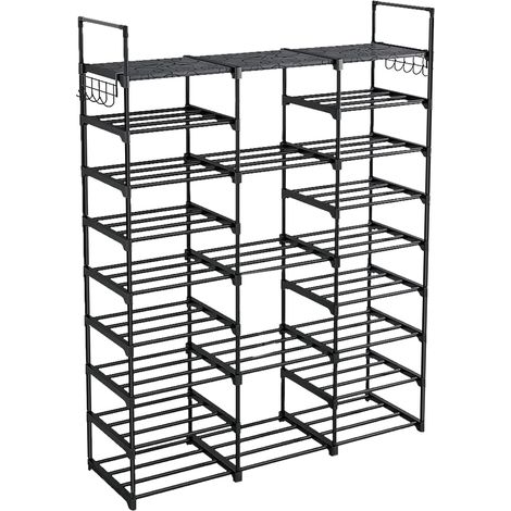 DIY Zapatero Estantería Zapatero de 9 Niveles Shoes Rack Organizador Organizador de Zapatos Negro (1/5)