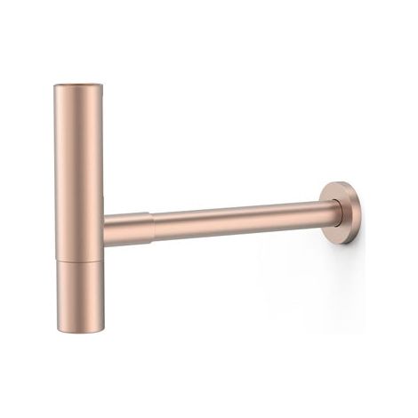 Siphon télescopique rond avec bouchon de visite et cache pour lavabo Or Rose Mat 24K - TRES 16110342OPM (1/2)