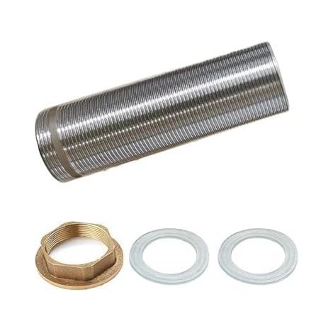 Écrous de tuyau en laiton pour robinet d'eau froide et chaude - Rallonge tube fileté (100 mm Acier inoxydable) 100mm- Edelstahl (1/5)