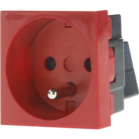IluminaShop - Enchufe Schuko Frances 16A/250V 2P+T para Cajas 45x45 Rojo