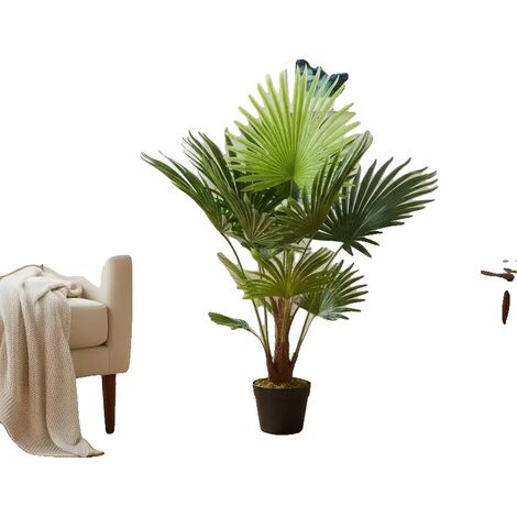 Planta artificial, decoración de interiores, estilo bonsái, verde. (1/2)