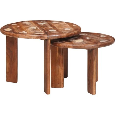 vidaXL  Nesting Coffee Tables  2 pcs Multicolour Solid Reclaimed Wood