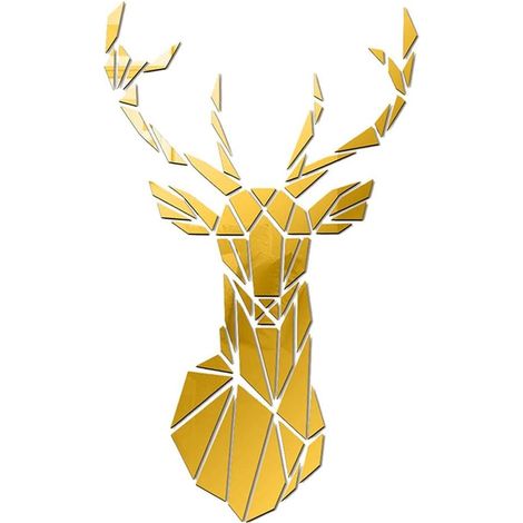 3D Art du Cerf Muraux Sticker Mural Murale Wall Stickers Autocollant DIY Arts Decor Décoration Acrylique 86 51 CM Or (1/5)