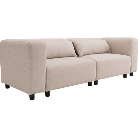 Canapé en tissu beige 3 places Caroline