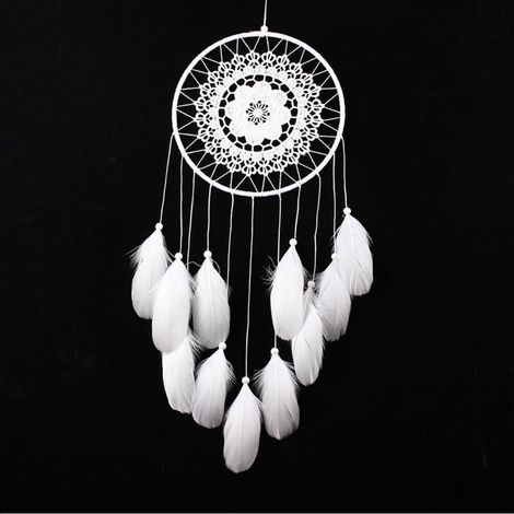 Oie grande dentelle flottante cavitation net maison plume pendentif artisanat créatif rêve fait main-Ensoleillé (1/3)
