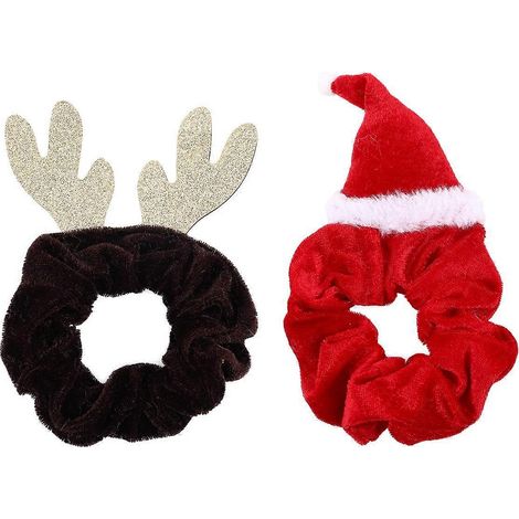 Stück weihnachtliche Flanell-Haargummis, hübsche Haarkordel-Dekorationen (zufälliges Design)-12x12x0.5cm-Red (1/2)